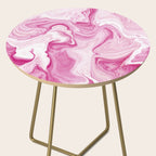 Pink Tones White Liquid Painting Swirl Side Table Gallery Image 2