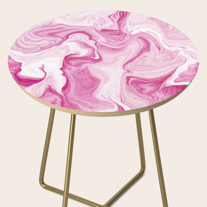 Pink Tones White Liquid Painting Swirl Side Table Gallery Image 2