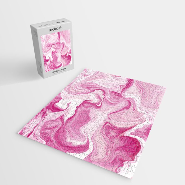 Pink Tones White Liquid Painting Swirl Jigsaw Puzzle Gallery Image 2