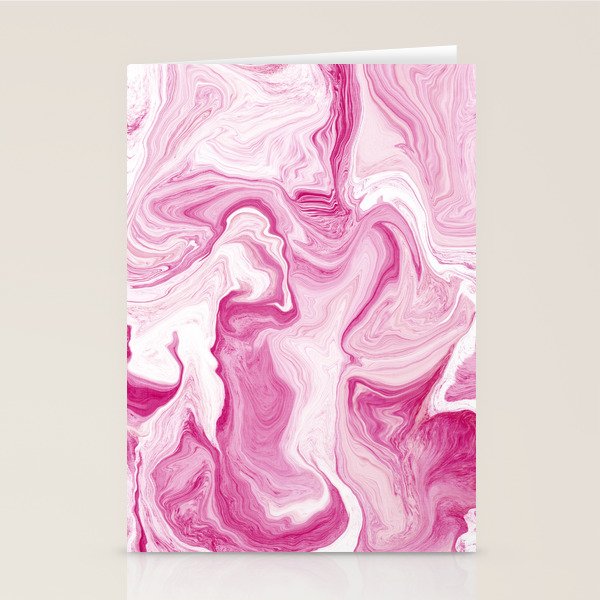 Pink Tones White Liquid Painting Swirl Stationery Card Gallery Image 1