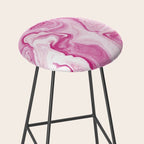 Pink Tones White Liquid Painting Swirl Stool Gallery Image 2