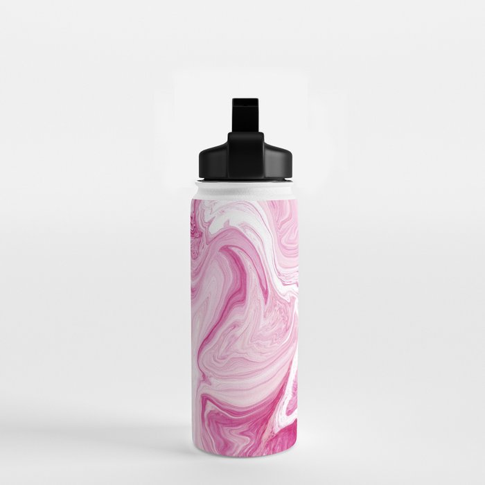 Pink Tones White Liquid Painting Swirl Water Bottle Gallery Image 2