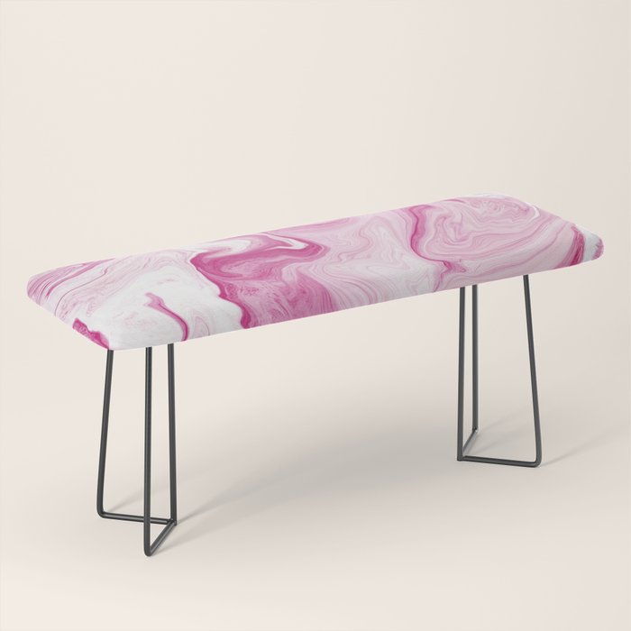 Pink Tones White Liquid Painting Swirl Bench Gallery Image 1