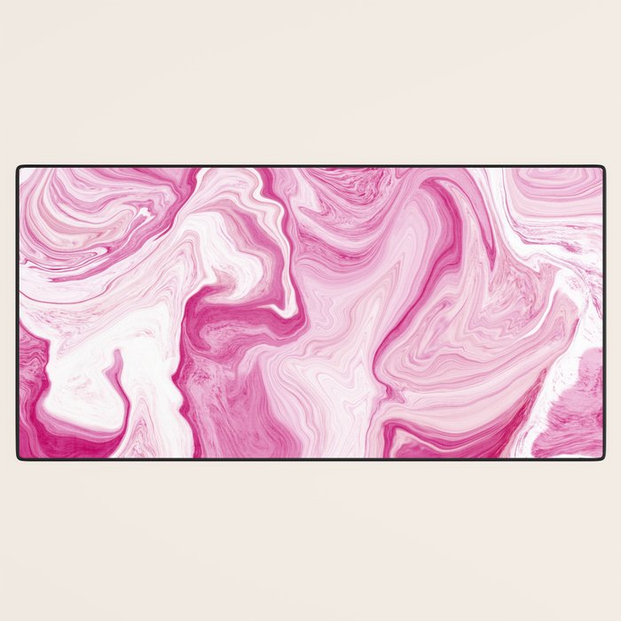 Pink Tones White Liquid Painting Swirl Desk Mat Gallery Image 3
