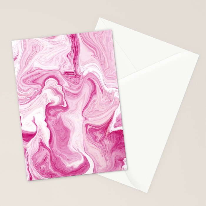 Pink Tones White Liquid Painting Swirl Stationery Card Gallery Image 2