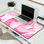 Pink Tones White Liquid Painting Swirl Desk Mat Gallery Image 2