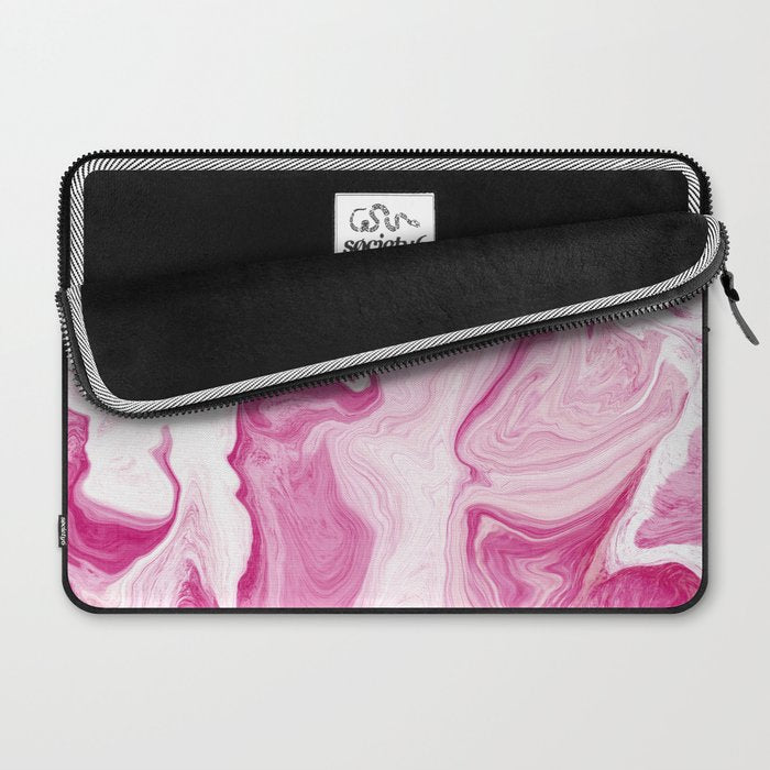 Pink Tones White Liquid Painting Swirl Laptop Sleeve Gallery Image 2