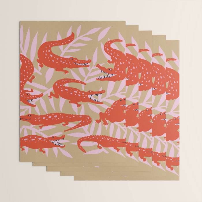 Alligator Collection â Coral & Pink Wrapping Paper Gallery Image 3
