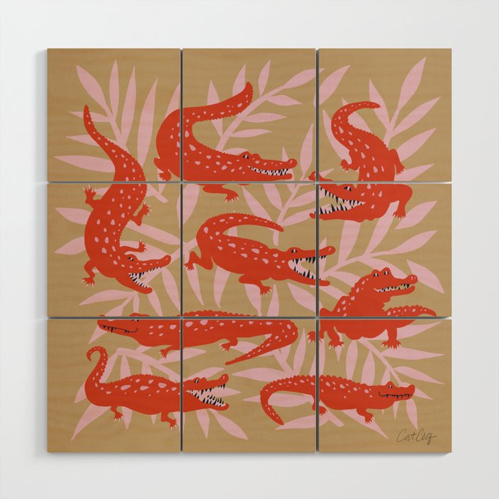 Alligator Collection â Coral & Pink Wood Wall Art Gallery Image 1