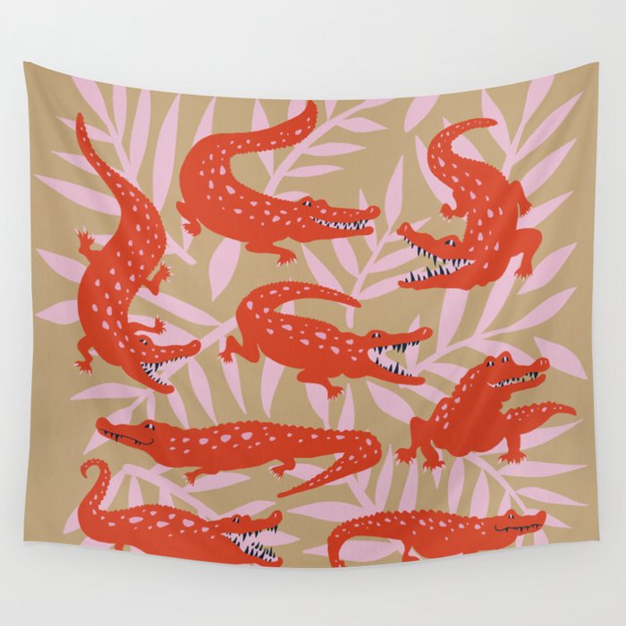Alligator Collection â Coral & Pink Wall Tapestry Gallery Image 4