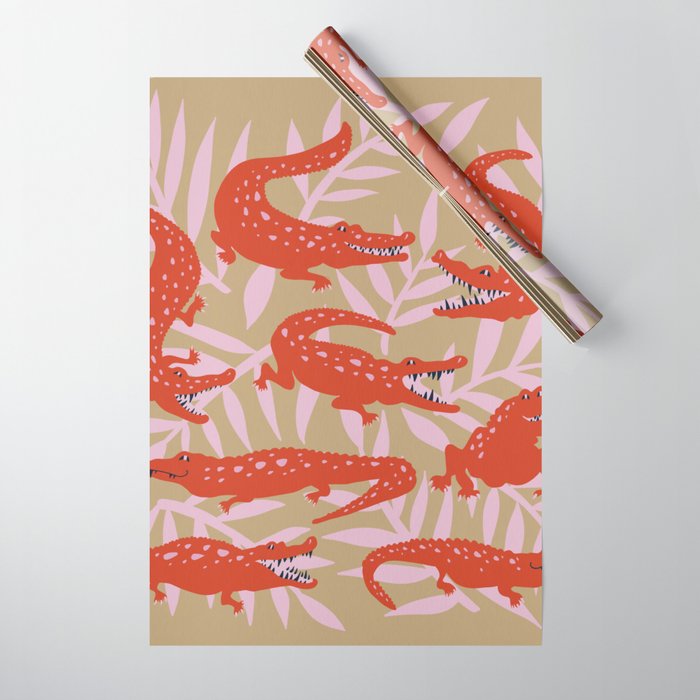 Alligator Collection â Coral & Pink Wrapping Paper Gallery Image 1