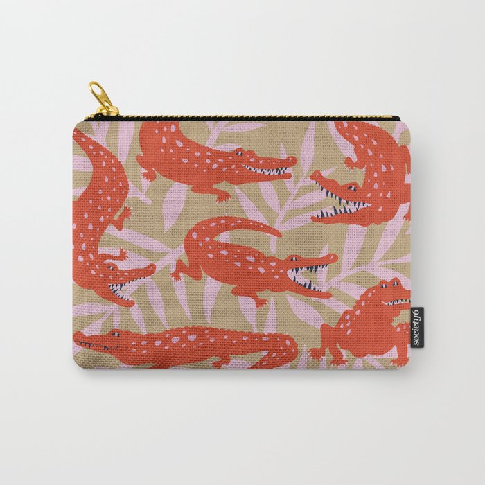 Alligator Collection â Coral & Pink Carry All Pouch Gallery Image 1