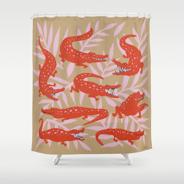 Alligator Collection â Coral & Pink Shower Curtain Gallery Image 1
