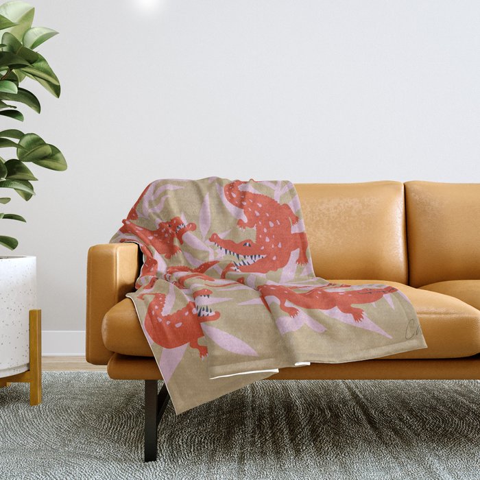 Alligator Collection â Coral & Pink Throw Blanket Gallery Image 1