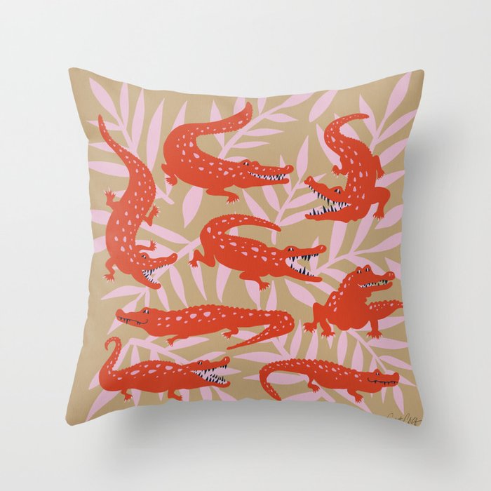 Alligator Collection â Coral & Pink Throw Pillow Gallery Image 6