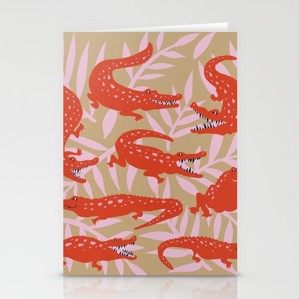 Alligator Collection â Coral & Pink Stationery Card Gallery Image 2