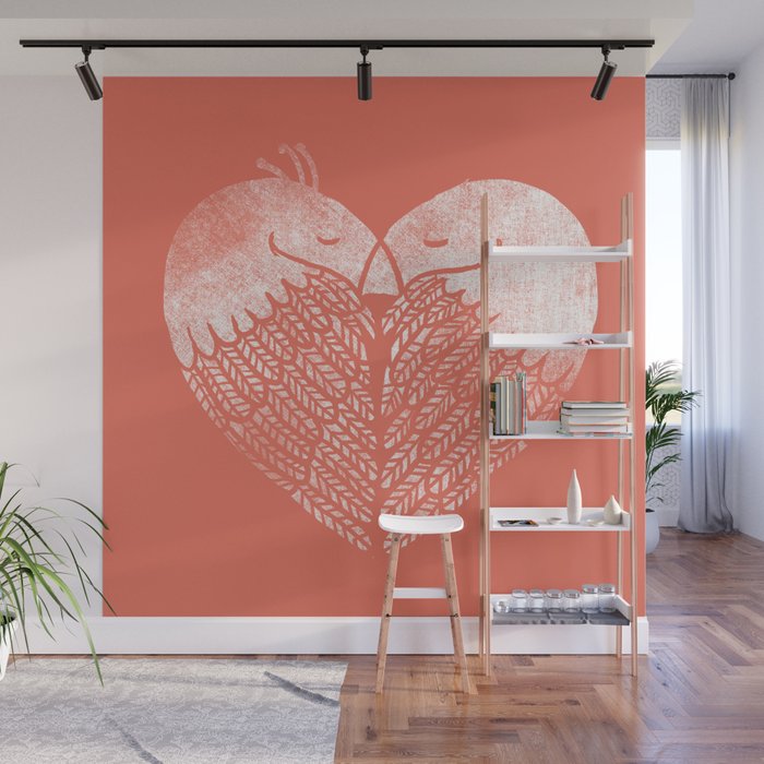 Love birds sitting on a tree Wall Mural Gallery Image 1