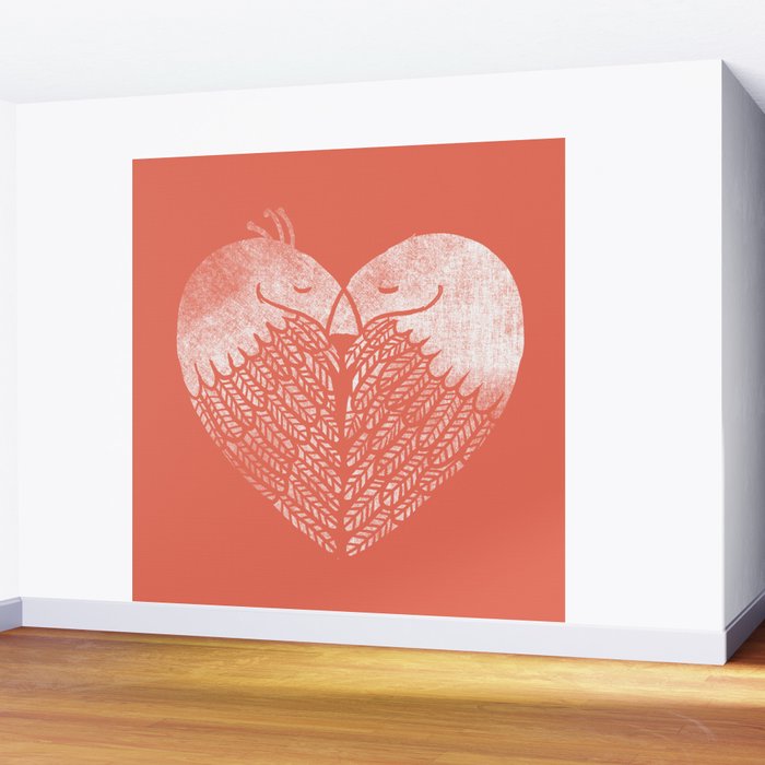 Love birds sitting on a tree Wall Mural Gallery Image 2