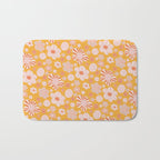 Pop Art Stripe Flowers in Retro Tangerine Bath Mat Gallery Image 1