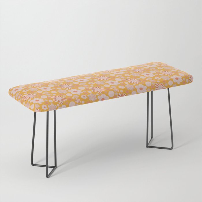 Pop Art Stripe Flowers in Retro Tangerine Bench Gallery Image 1
