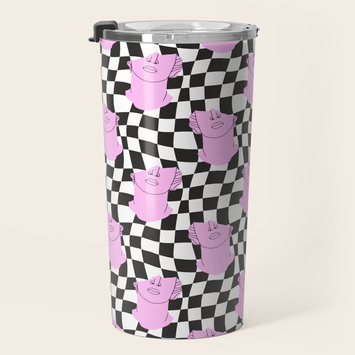 Retro greek statue vaporwave art pattern Travel Mug Gallery Image 3