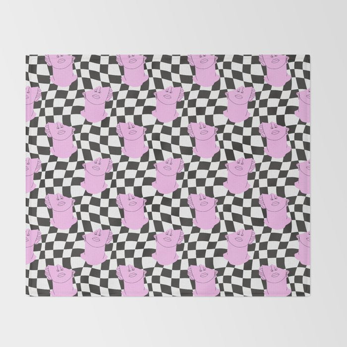 Retro greek statue vaporwave art pattern Throw Blanket Gallery Image 2
