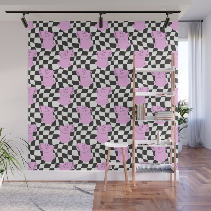 Retro greek statue vaporwave art pattern Wall Mural Gallery Image 1