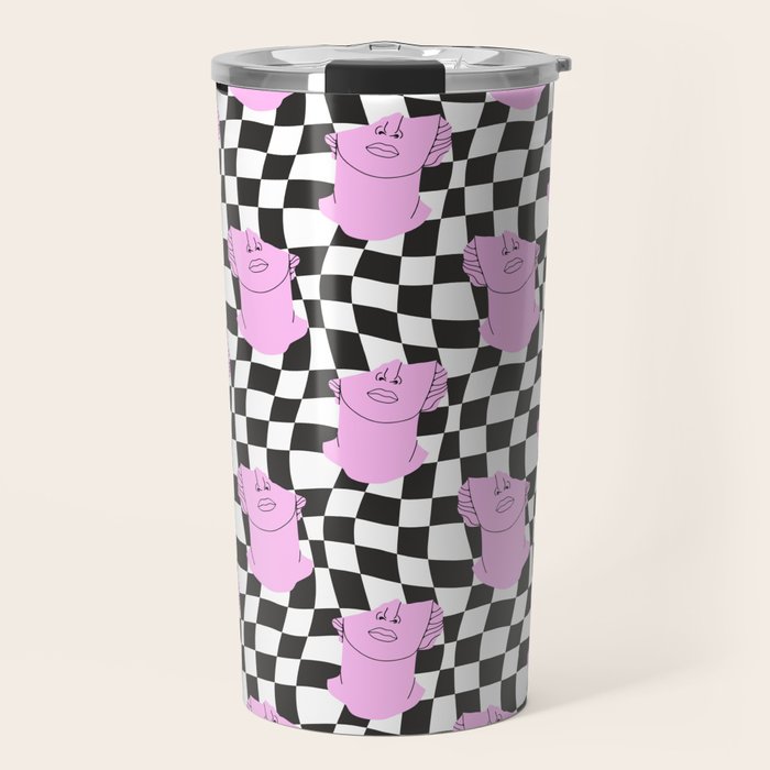 Retro greek statue vaporwave art pattern Travel Mug Gallery Image 1
