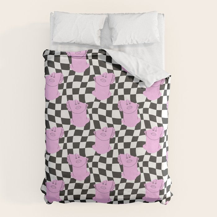 Retro greek statue vaporwave art pattern Duvet Cover Gallery Image 6