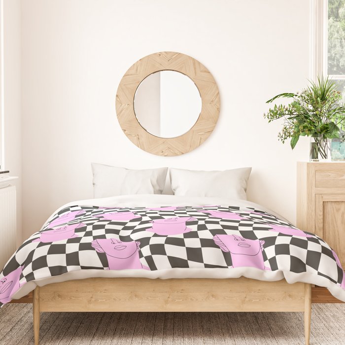 Retro greek statue vaporwave art pattern Duvet Cover Gallery Image 3