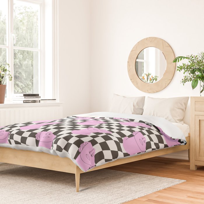 Retro greek statue vaporwave art pattern Duvet Cover Gallery Image 2