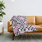 Retro greek statue vaporwave art pattern Throw Blanket Gallery Image 1
