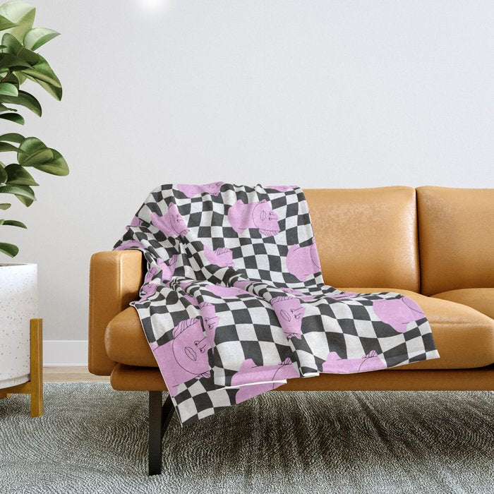 Retro greek statue vaporwave art pattern Throw Blanket Gallery Image 1