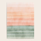 Light Sage Green Waves on a Peach Horizon, Abstract _watercolor color block Poster Gallery Image 4
