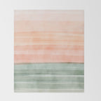 Light Sage Green Waves on a Peach Horizon, Abstract _watercolor color block Throw Blanket Gallery Image 2