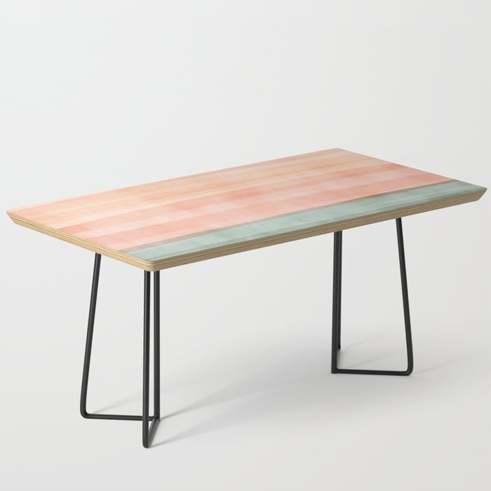 Light Sage Green Waves on a Peach Horizon, Abstract _watercolor color block Coffee Table Gallery Image 1