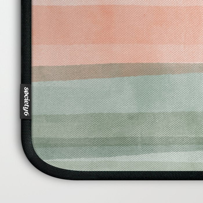 Light Sage Green Waves on a Peach Horizon, Abstract _watercolor color block Laptop Sleeve Gallery Image 3