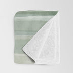 Light Sage Green Waves on a Peach Horizon, Abstract _watercolor color block Throw Blanket Gallery Image 3
