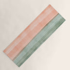 Light Sage Green Waves on a Peach Horizon, Abstract _watercolor color block Yoga Mat Gallery Image 1