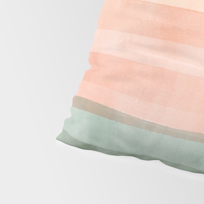 Light Sage Green Waves on a Peach Horizon, Abstract _watercolor color block Pillow Sham Gallery Image 4