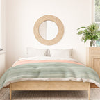 Light Sage Green Waves on a Peach Horizon, Abstract _watercolor color block Duvet Cover Gallery Image 3