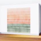 Light Sage Green Waves on a Peach Horizon, Abstract _watercolor color block Wall Mural Gallery Image 2