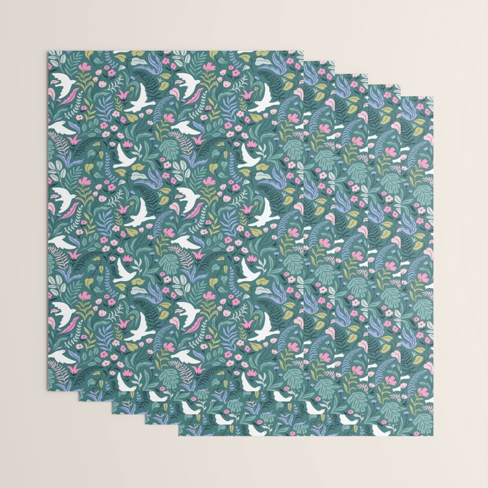 Garden and birds Wrapping Paper Gallery Image 3