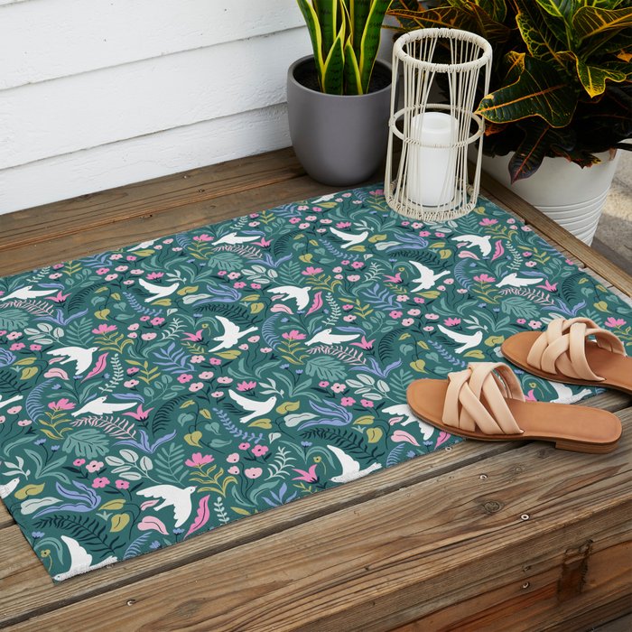 Garden and birds Outdoor Rug Gallery Image 2