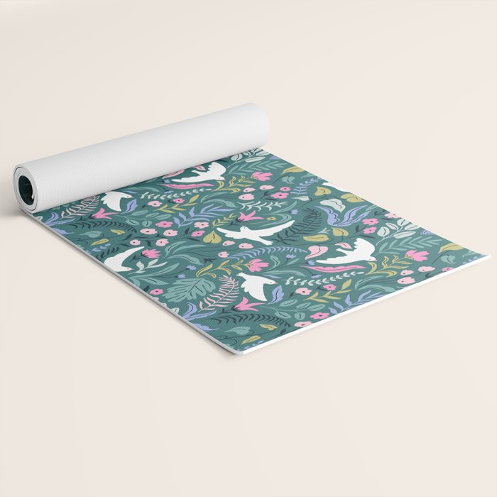 Garden and birds Yoga Mat Gallery Image 2