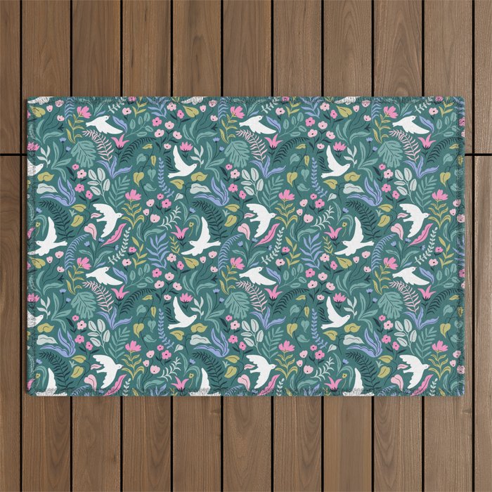 Garden and birds Outdoor Rug Gallery Image 1