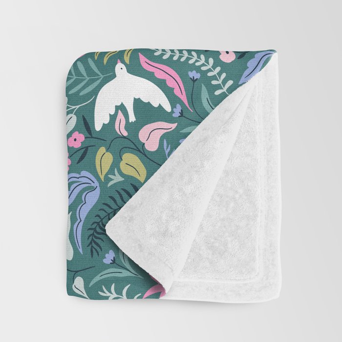 Garden and birds Throw Blanket Gallery Image 3
