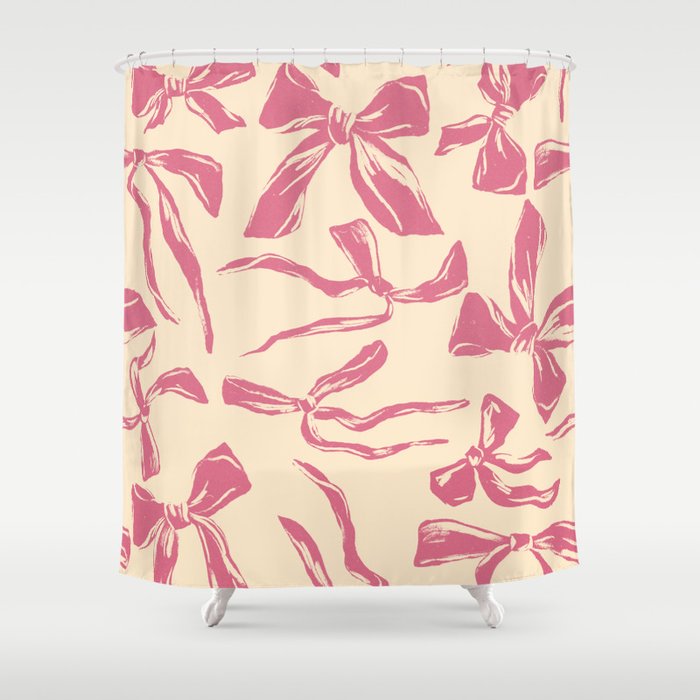 Pink bow pattern Shower Curtain Gallery Image 1