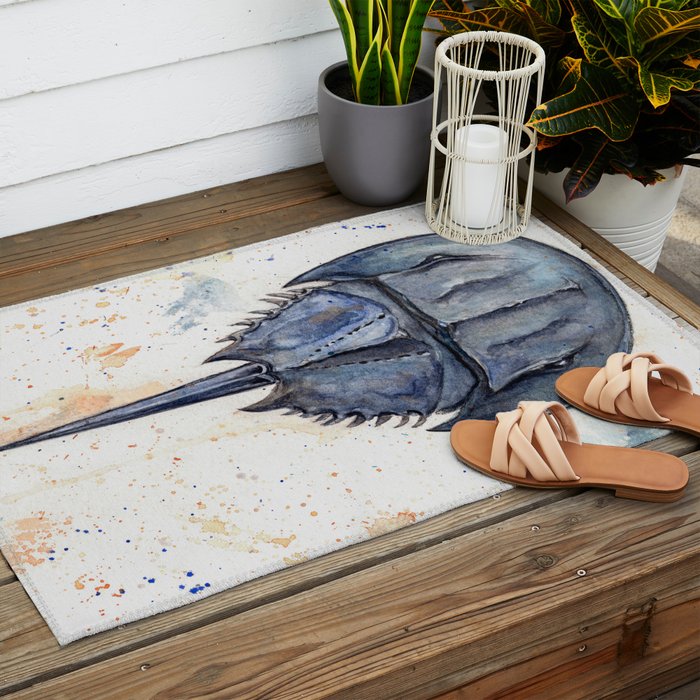 Horseshoe Crab Blues Outdoor Rug Gallery Image 2