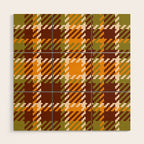 Retro 70s autumn tartan brown moss green mustard yellow pattern Wood Wall Art Gallery Image 1